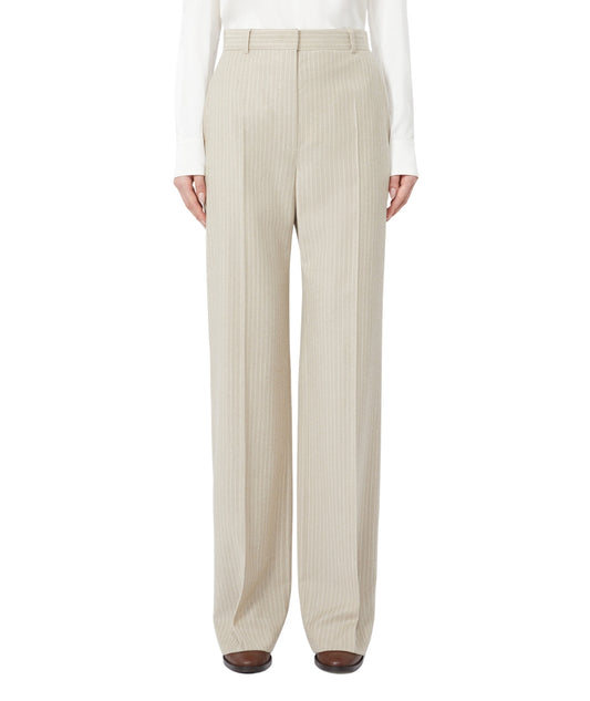 Max Mara Pantalone in Lana Stretch MEDIUM Beige