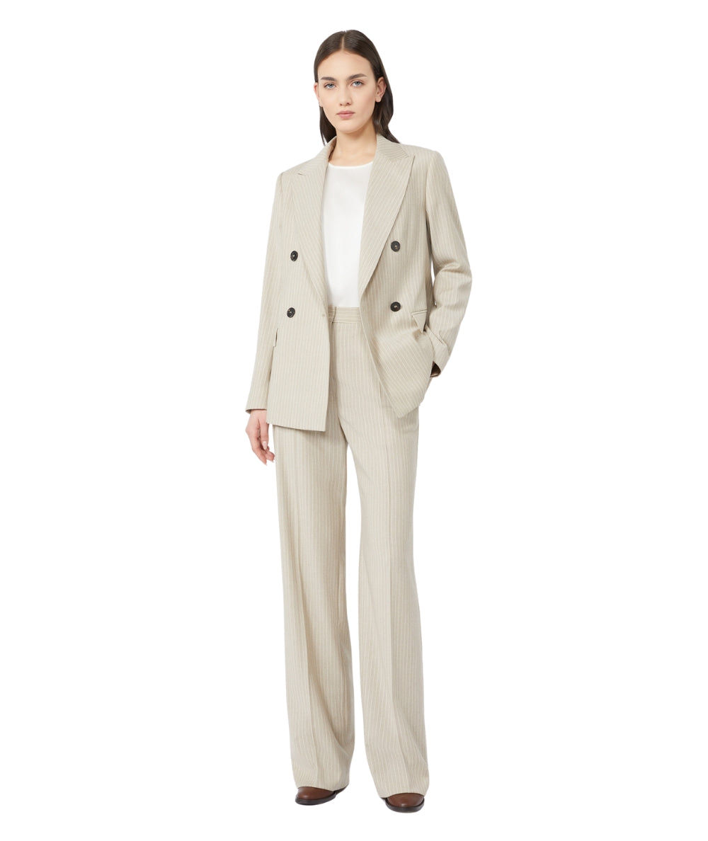 Max Mara Pantalone in Lana Stretch MEDIUM Beige