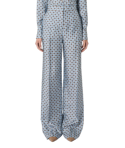 Max Mara Pantalone in Seta Stampata FAUNA Azzurro