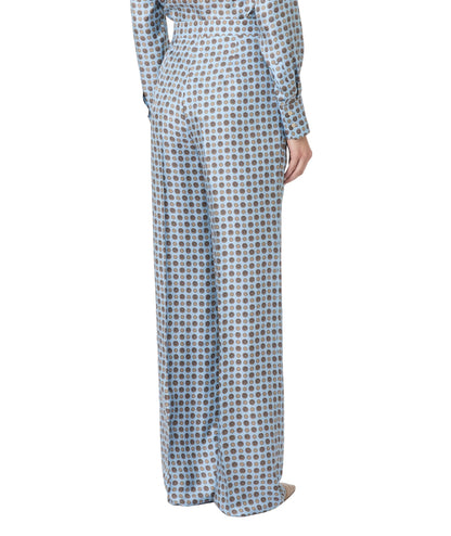 Max Mara Pantalone in Seta Stampata FAUNA Azzurro