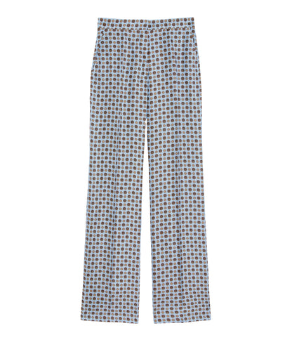 Max Mara Pantalone in Seta Stampata FAUNA Azzurro