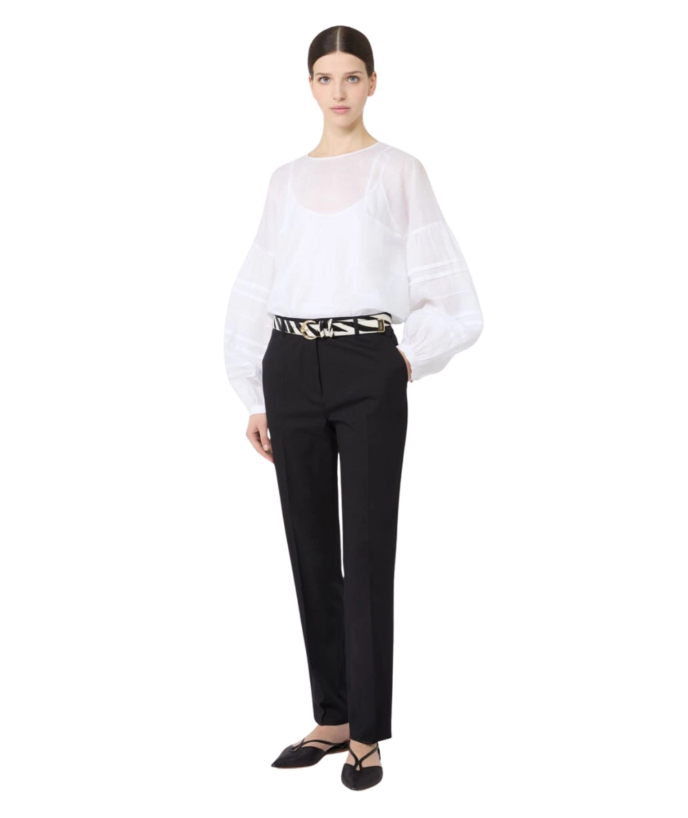 Max Mara Pantaloni a Sigaretta in Cotone Stretch Carpa Nero