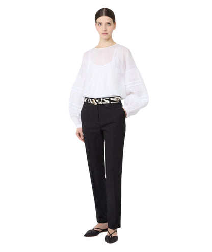 Max Mara Pantaloni a Sigaretta in Cotone Stretch Carpa Nero