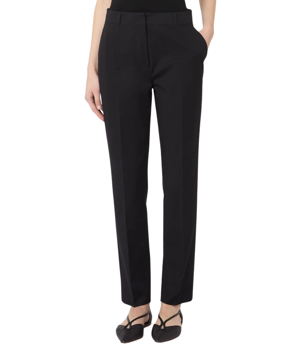 Max Mara Pantaloni a Sigaretta in Cotone Stretch Carpa Nero