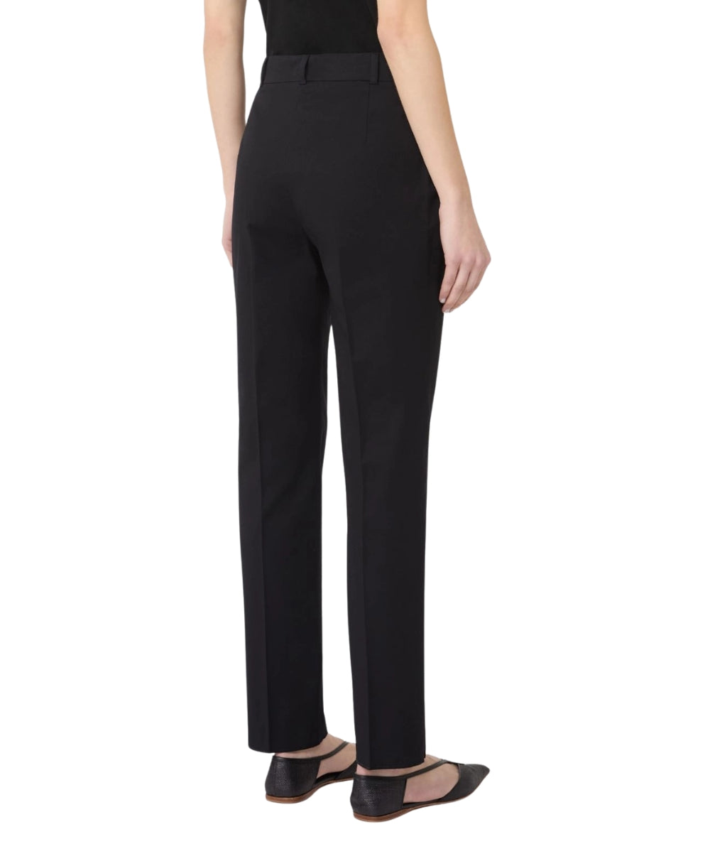 Max Mara Pantaloni a Sigaretta in Cotone Stretch Carpa Nero