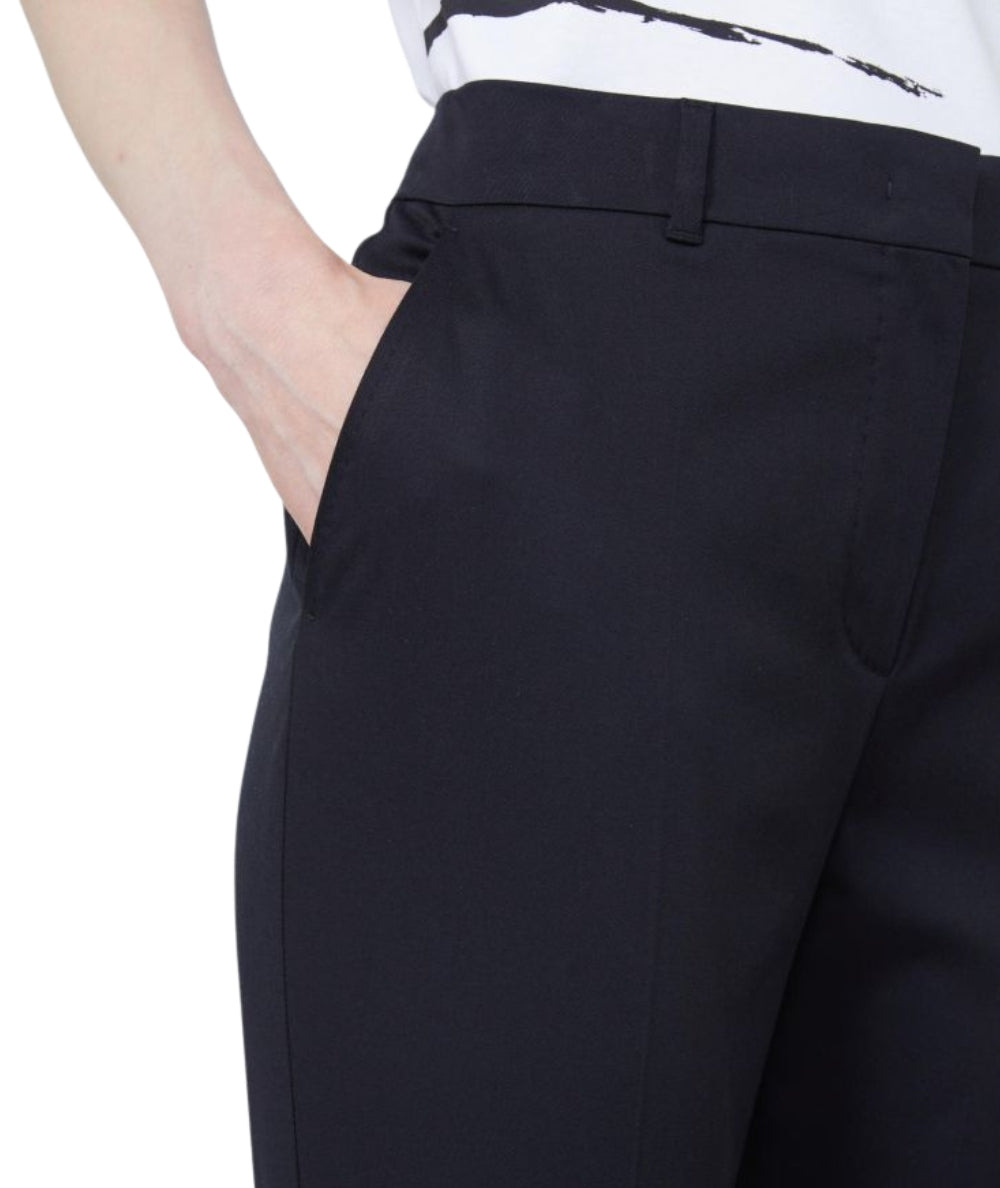 Max Mara Pantaloni a Sigaretta in Cotone Stretch Carpa Nero