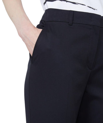 Max Mara Pantaloni a Sigaretta in Cotone Stretch Carpa Nero