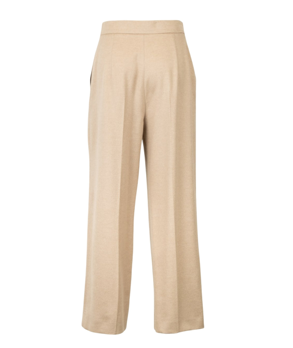 Max Mara Pantaloni in Drap di Lana MARENGO Beige