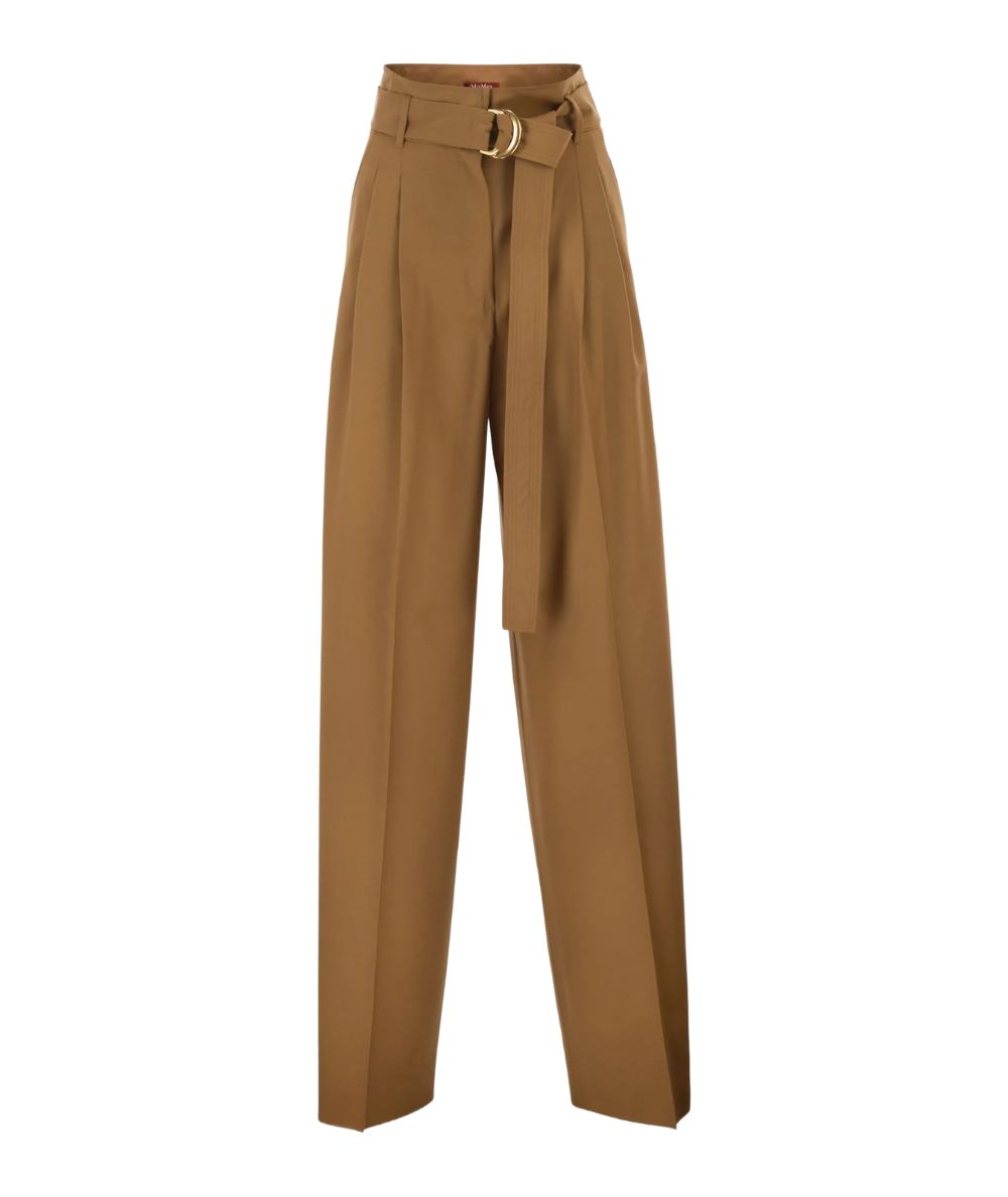 Max Mara Serio Pantaloni con Cintura in Lana SERIO Caramello