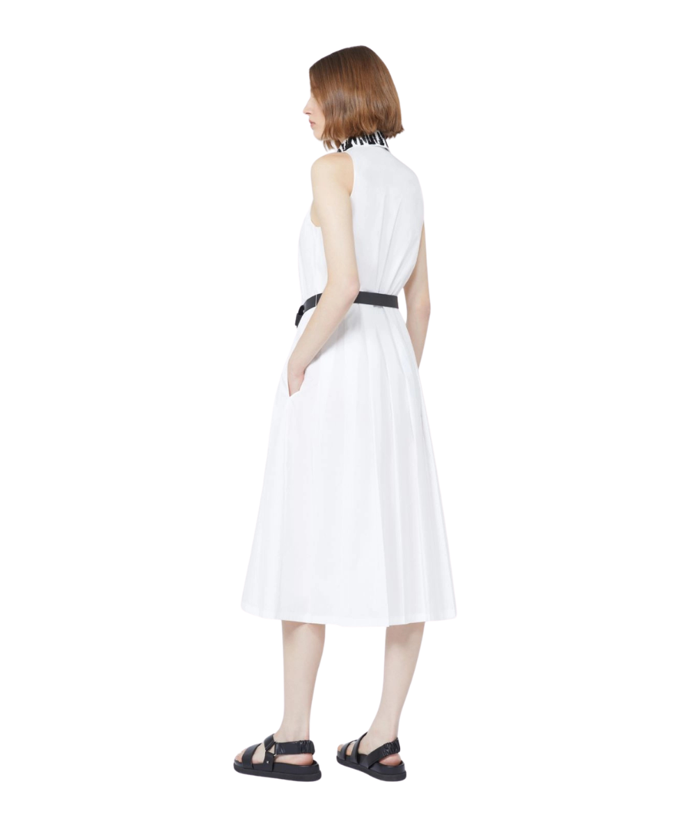 Max Mara Studio Abito Chemisier in Popeline Midi Smanicato Ubicato Bianco