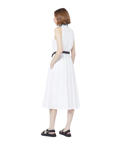 Max Mara Studio Abito Chemisier in Popeline Midi Smanicato Ubicato Bianco