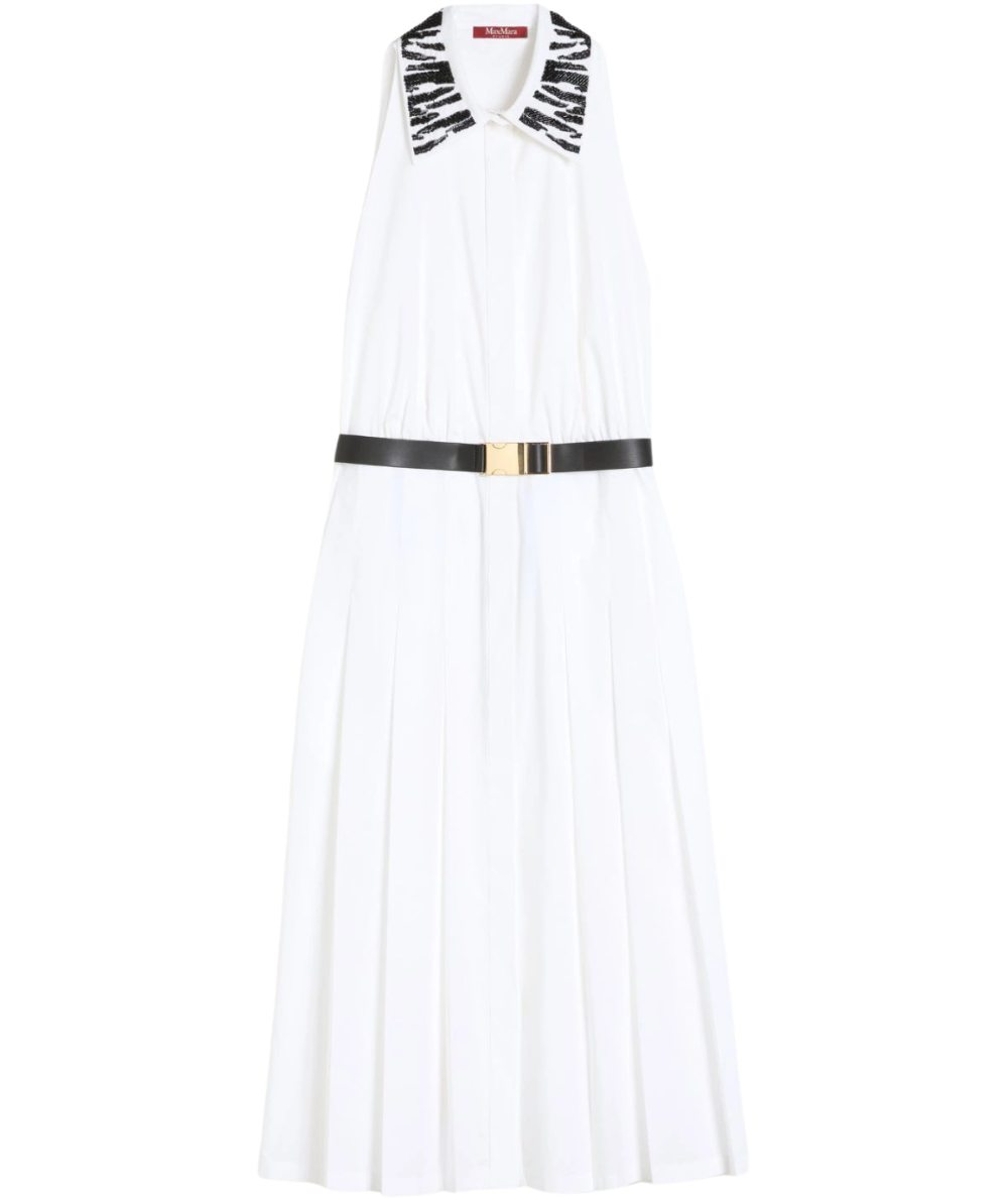 Max Mara Studio Abito Chemisier in Popeline Midi Smanicato Ubicato Bianco