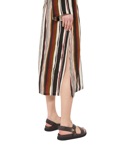 Max Mara Studio Abito Lungo Caftano a Righe in Seta Vanesio Multicolore