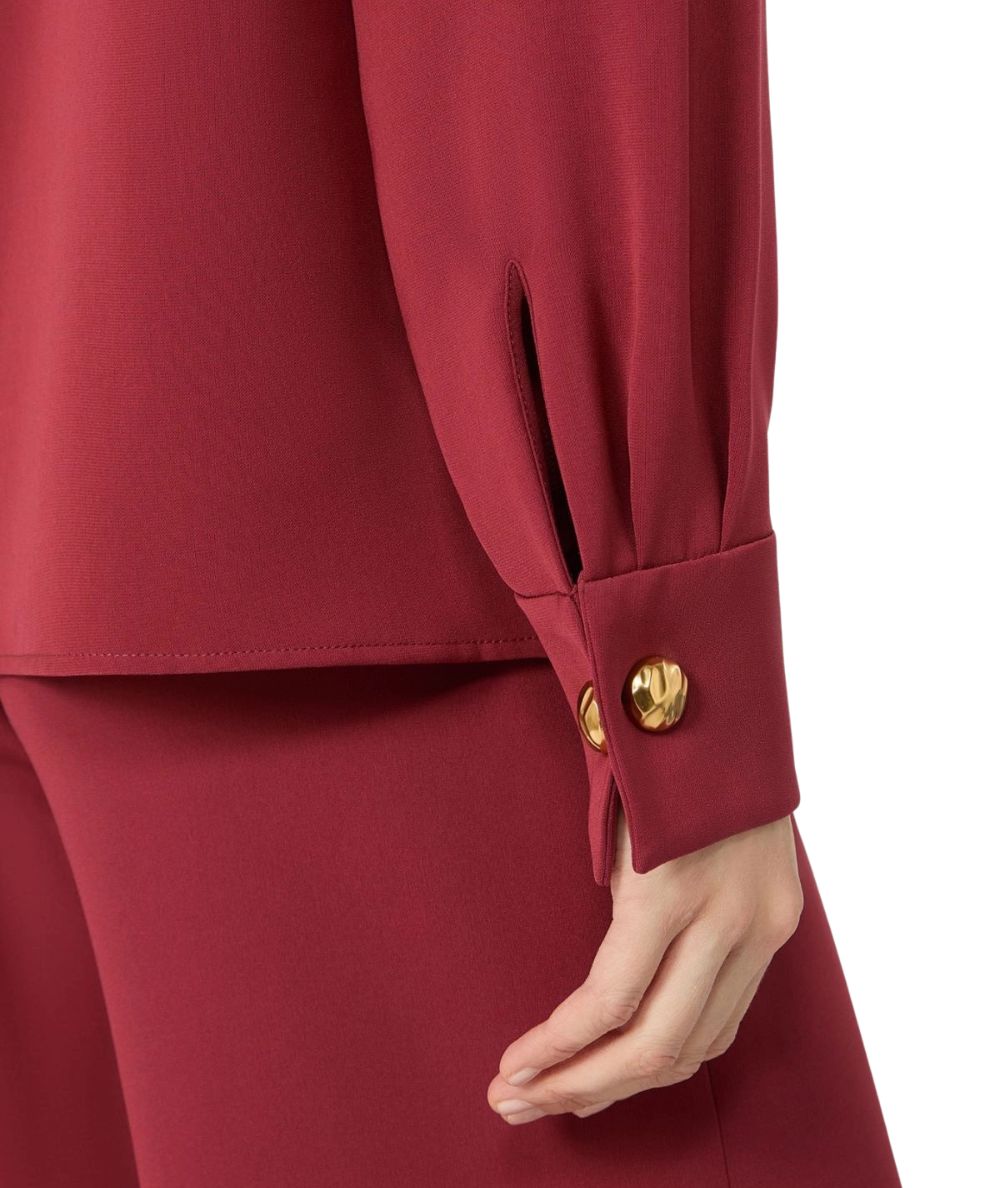 Max Mara Studio Blusa con Scollo Drappeggiato OTTIMO Rosso Rubino