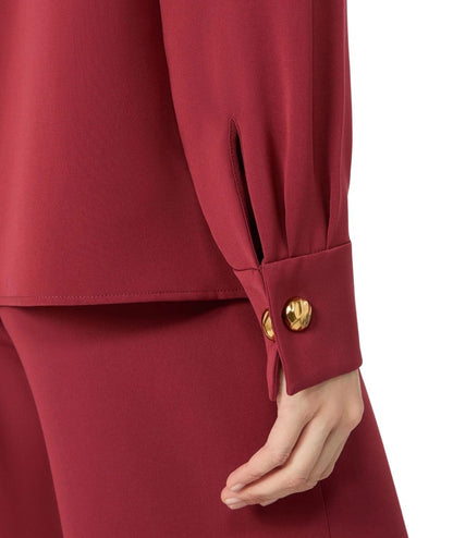 Max Mara Studio Blusa con Scollo Drappeggiato OTTIMO Rosso Rubino