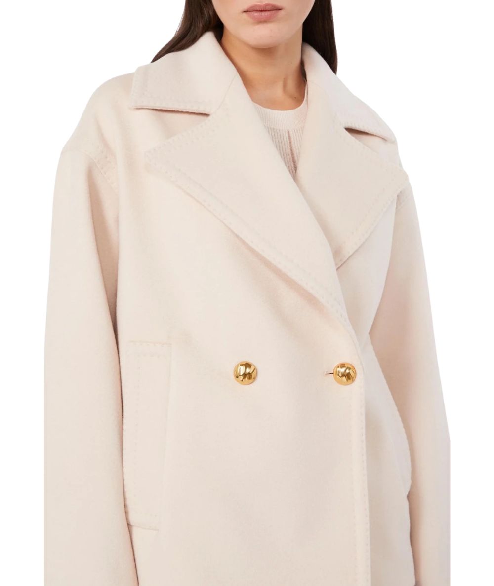 Max Mara Studio Caban Doppiopetto in Lana SNOB Beige Champagne