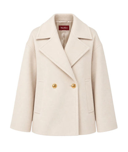 Max Mara Studio Caban Doppiopetto in Lana SNOB Beige Champagne