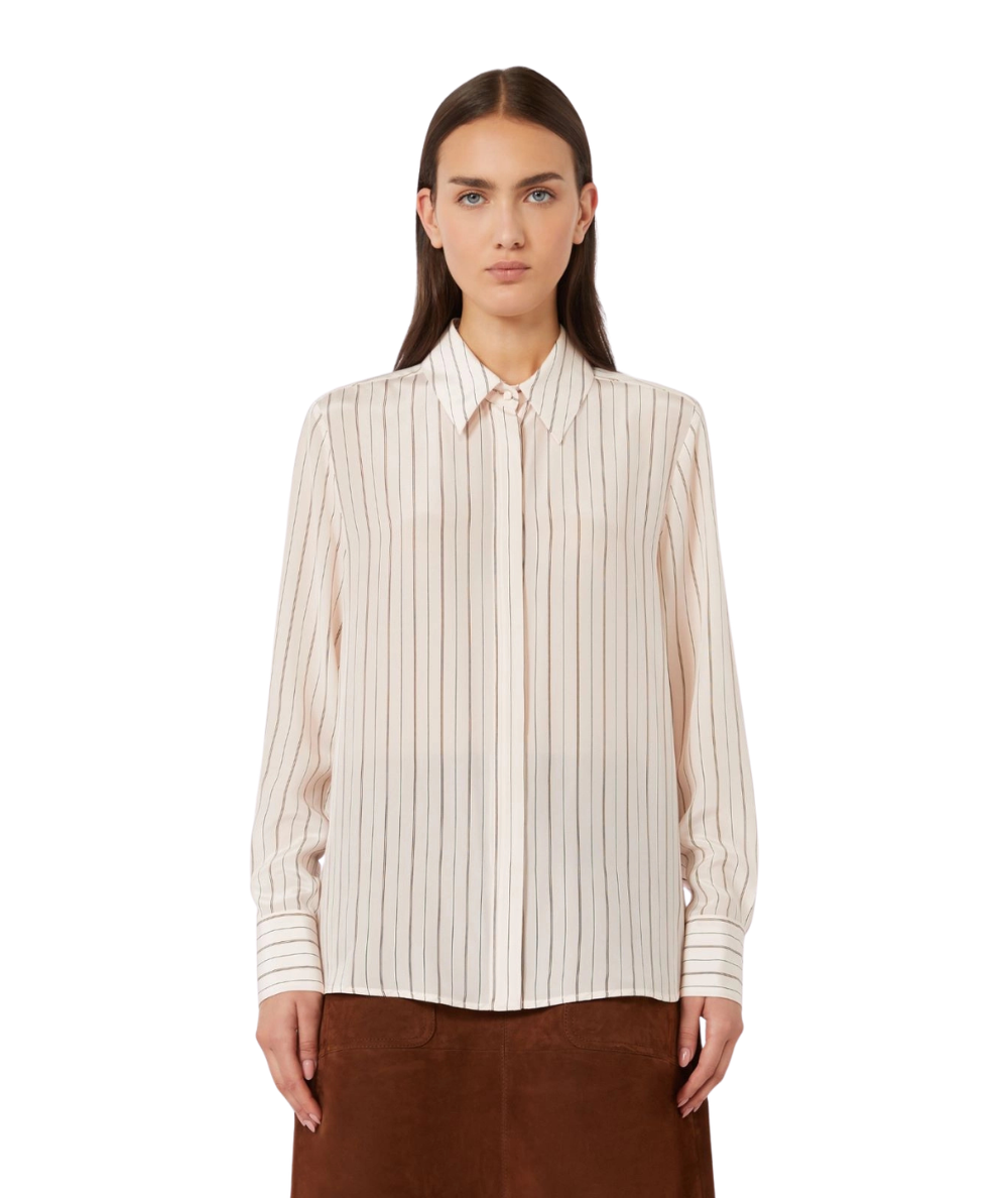 Max Mara Studio Camicia in Seta a Righe Flirt Rosa