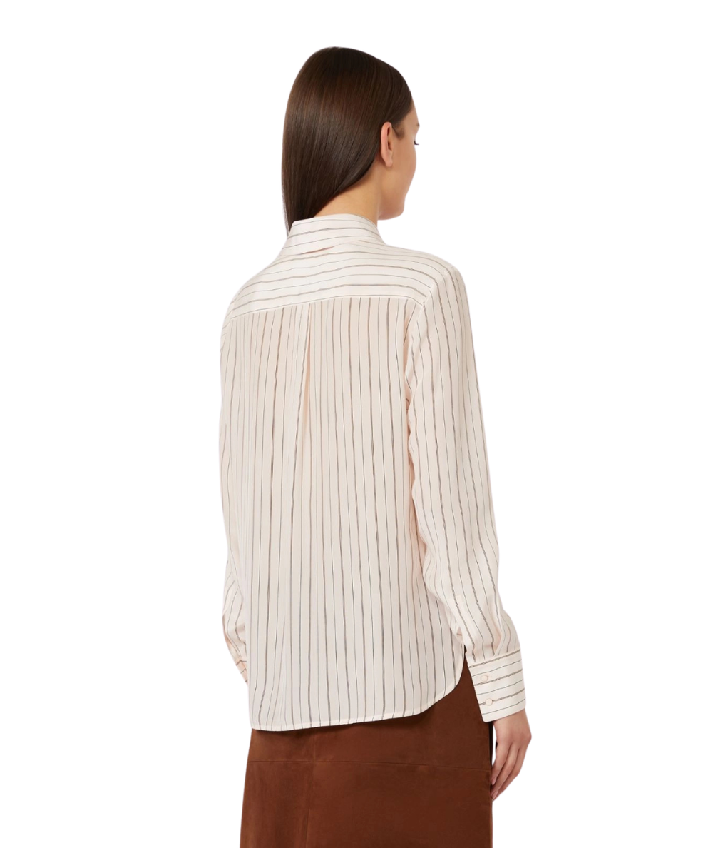 Max Mara Studio Camicia in Seta a Righe Flirt Rosa