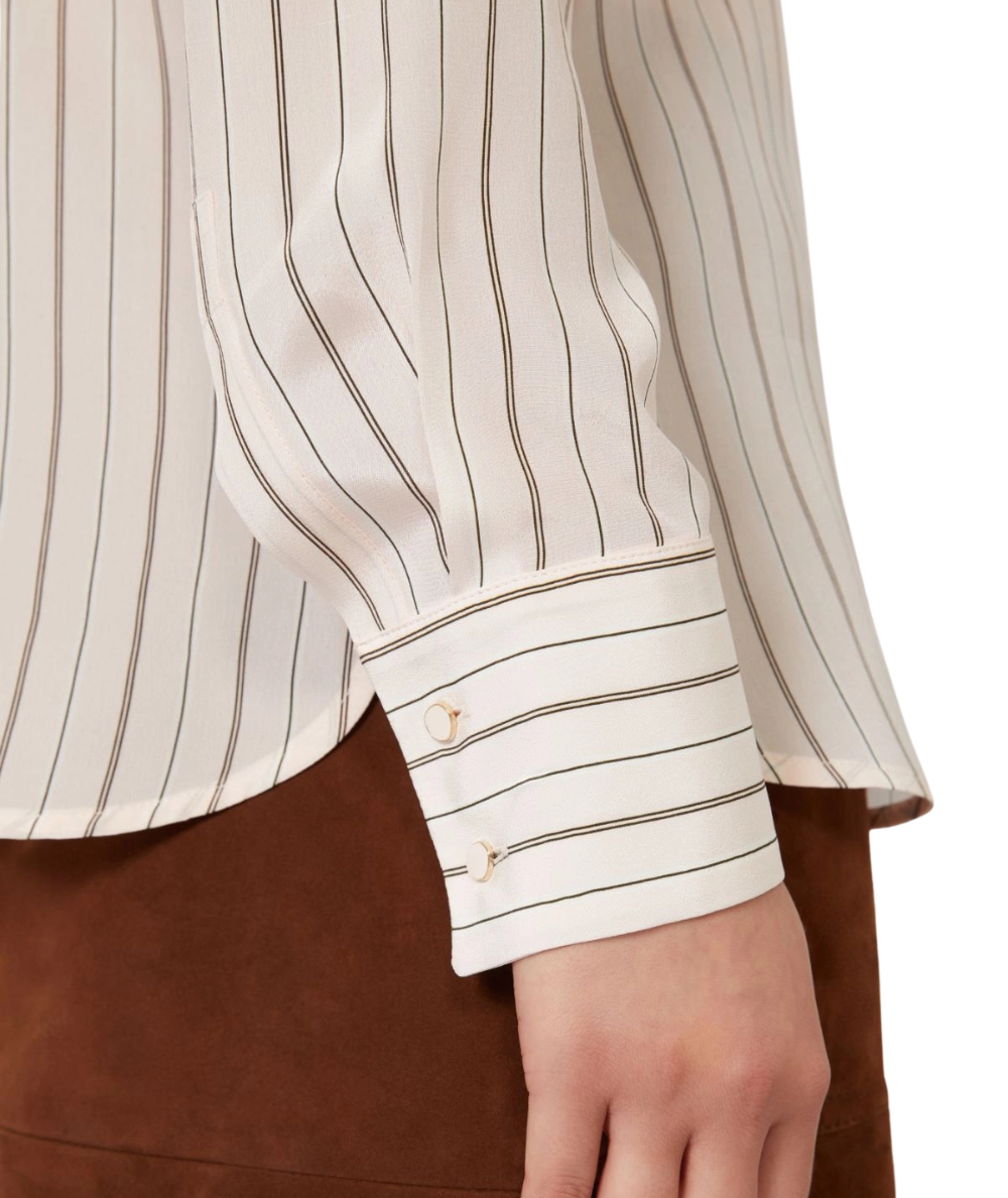 Max Mara Studio Camicia in Seta a Righe Flirt Rosa