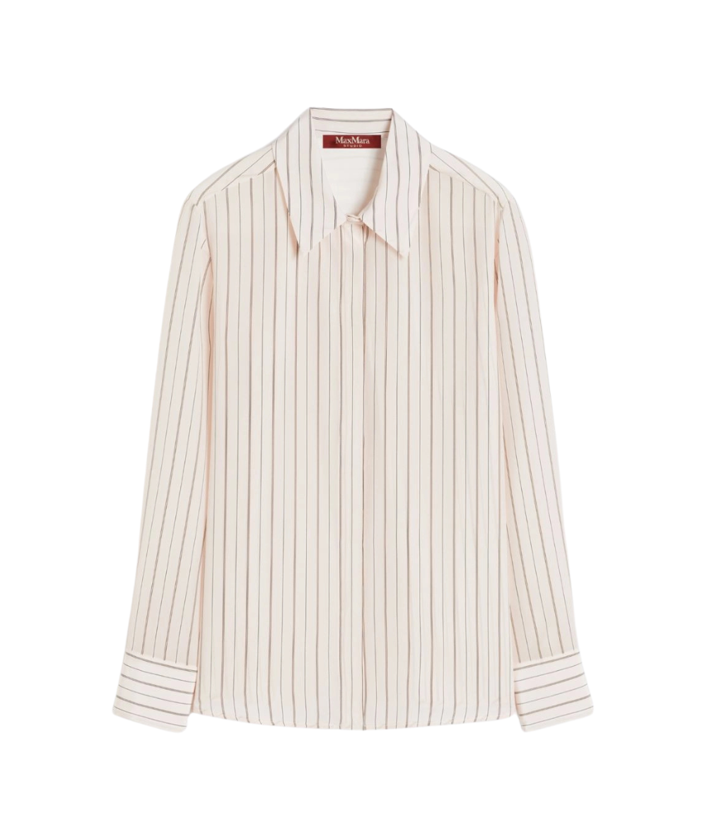 Max Mara Studio Camicia in Seta a Righe Flirt Rosa