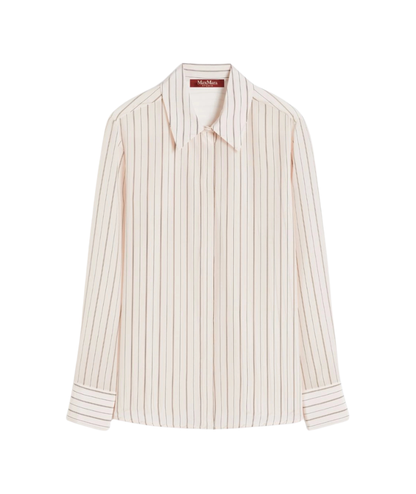 Max Mara Studio Camicia in Seta a Righe Flirt Rosa