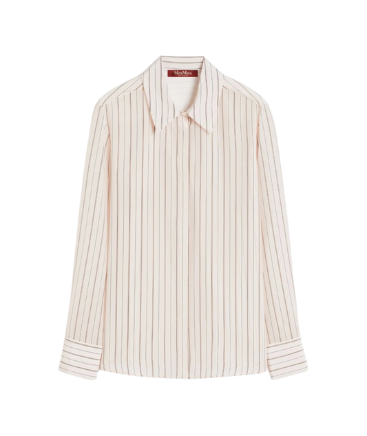Max Mara Studio Camicia in Seta a Righe Flirt Rosa