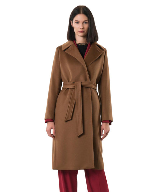 Max Mara Studio Cappotto a Vestaglia in Lana BCOLLAG Marrone Cuoio