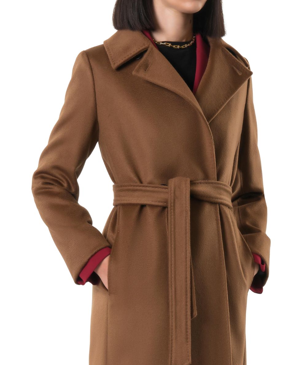 Max Mara Studio Cappotto a Vestaglia in Lana BCOLLAG Marrone Cuoio