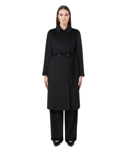 Max Mara Studio Cappotto a Vestaglia in Lana BCOLLAG Nero