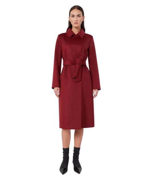 Max Mara Studio Cappotto a Vestaglia in Lana BCOLLAG Rosso Rubino