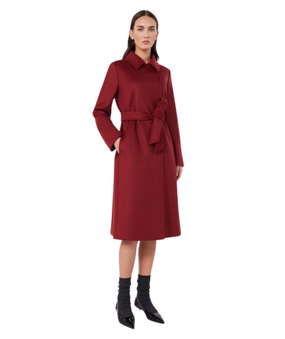 Max Mara Studio Cappotto a Vestaglia in Lana BCOLLAG Rosso Rubino