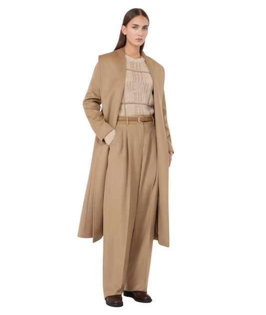 Max Mara Studio Cappotto a Vestaglia in Pura Lana LORIANA Cammello