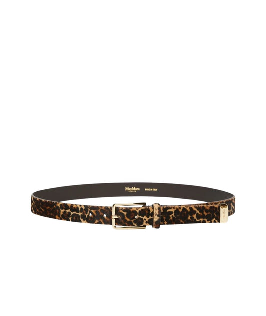 Max Mara Studio Cintura in Cavallino OMETTO Marrone Leopardato