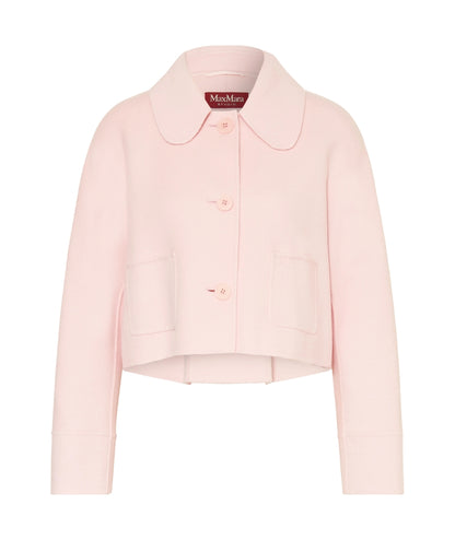Max Mara Studio Giacca Crop in Lana Cashmere con Colletto Trionfo Rosa