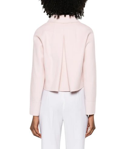 Max Mara Studio Giacca Crop in Lana Cashmere con Colletto Trionfo Rosa