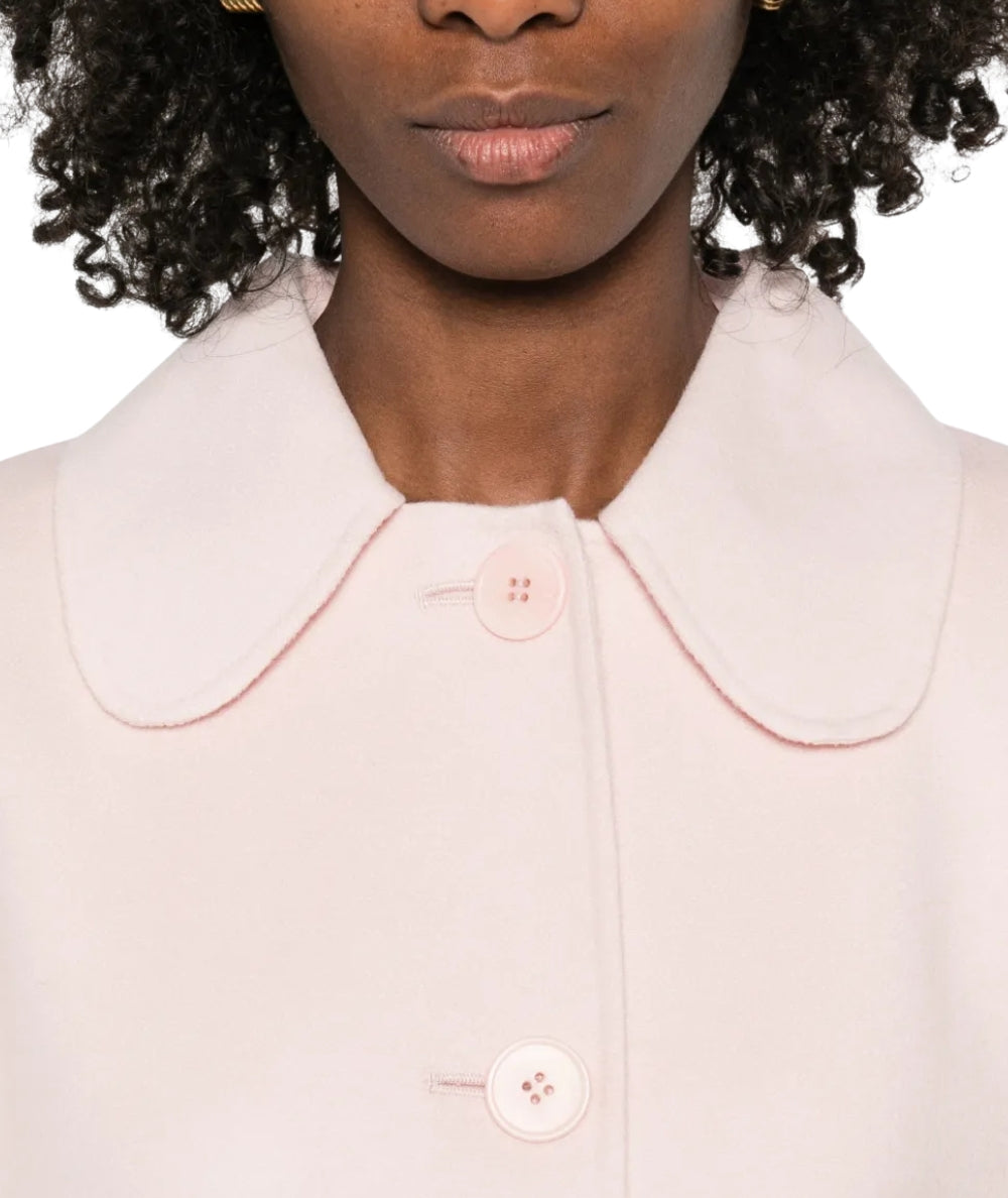 Max Mara Studio Giacca Crop in Lana Cashmere con Colletto Trionfo Rosa