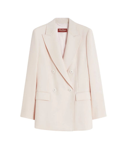 Max Mara Studio Giacca Sfiancata in Lana con Doppiopetto Grembo Rosa
