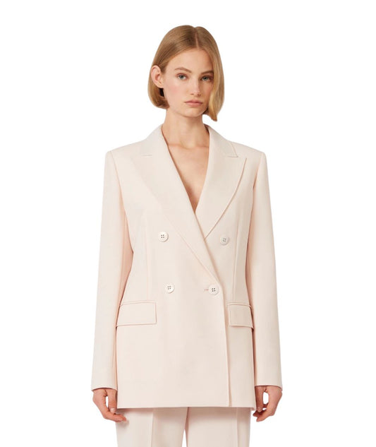 Max Mara Studio Giacca Sfiancata in Lana con Doppiopetto Grembo Rosa