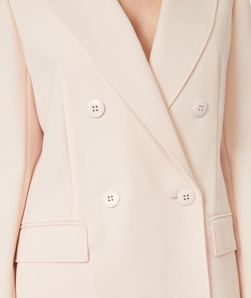 Max Mara Studio Giacca Sfiancata in Lana con Doppiopetto Grembo Rosa