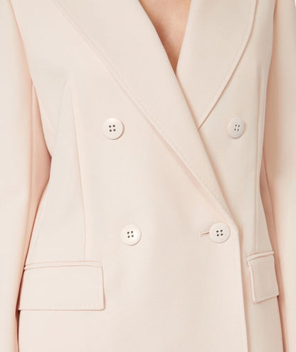 Max Mara Studio Giacca Sfiancata in Lana con Doppiopetto Grembo Rosa