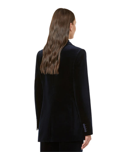 Max Mara Studio Giacca in Velluto QUADRO Blu Notte