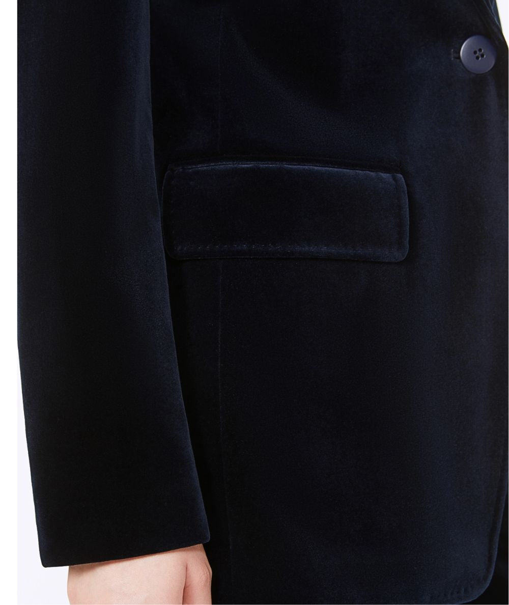 Max Mara Studio Giacca in Velluto QUADRO Blu Notte