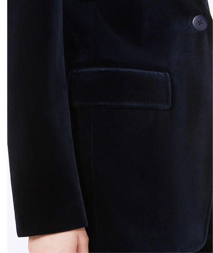 Max Mara Studio Giacca in Velluto QUADRO Blu Notte