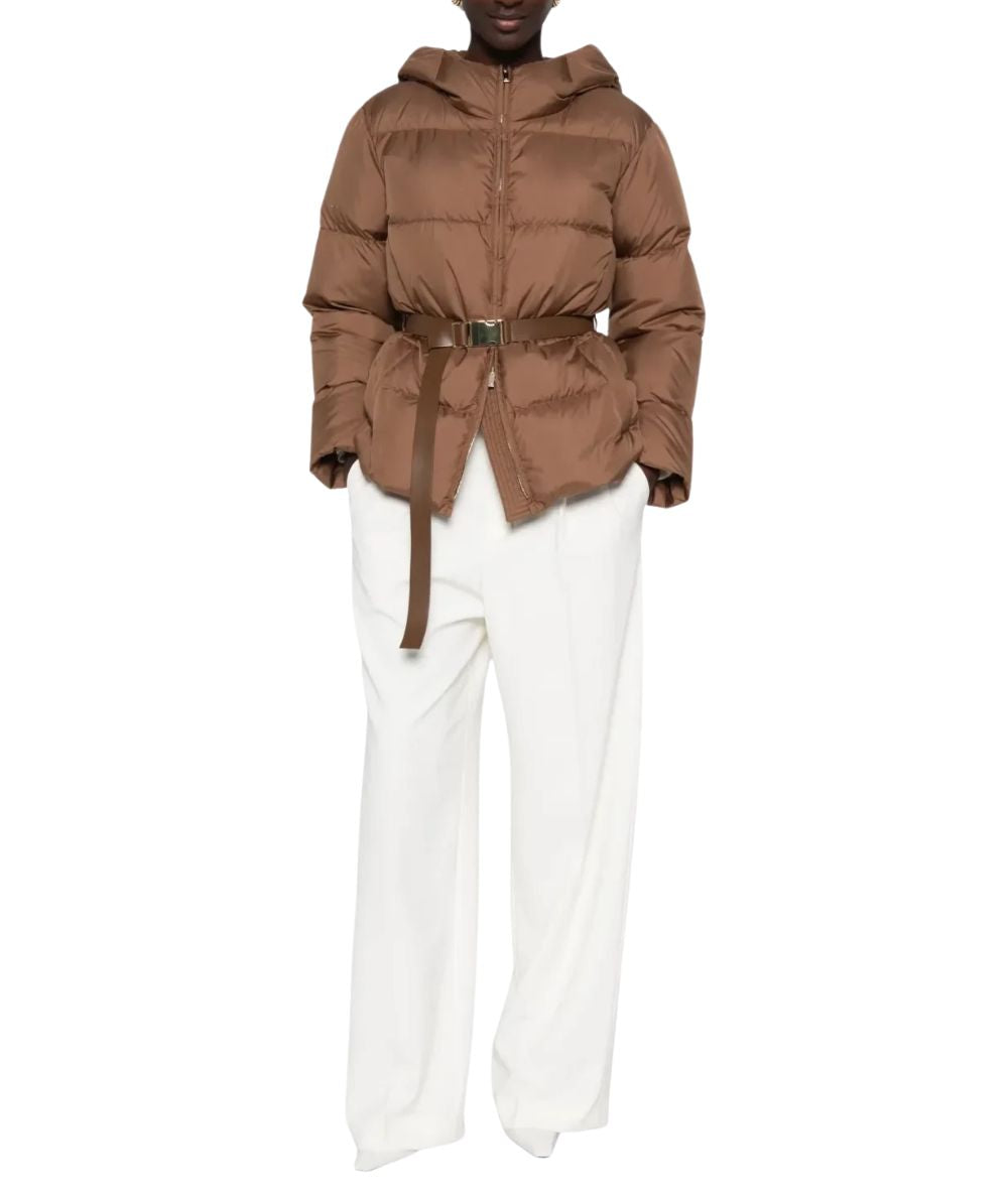 Max Mara Studio Giubbo Imbottito LANA Marrone Cuoio