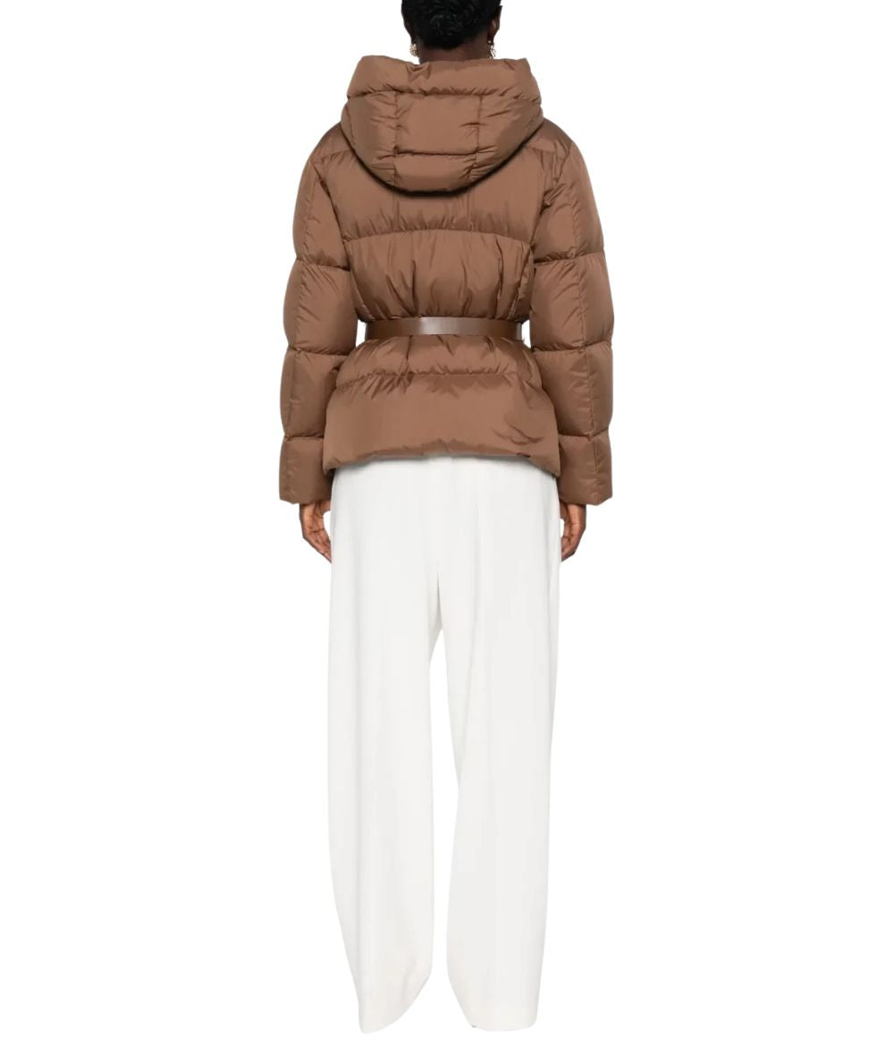 Max Mara Studio Giubbo Imbottito LANA Marrone Cuoio