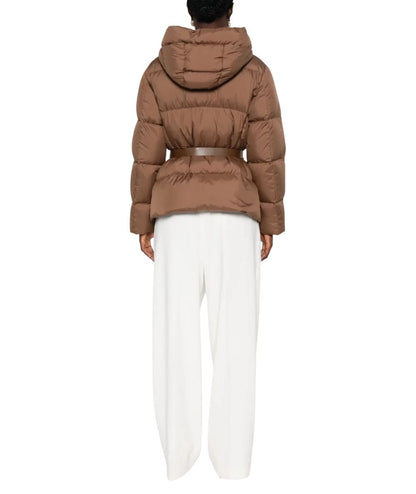 Max Mara Studio Giubbo Imbottito LANA Marrone Cuoio