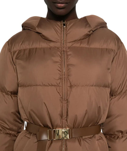 Max Mara Studio Giubbo Imbottito LANA Marrone Cuoio
