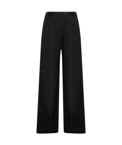 Max Mara Studio Pantalone Straight Leg con Cintura Farea Nero