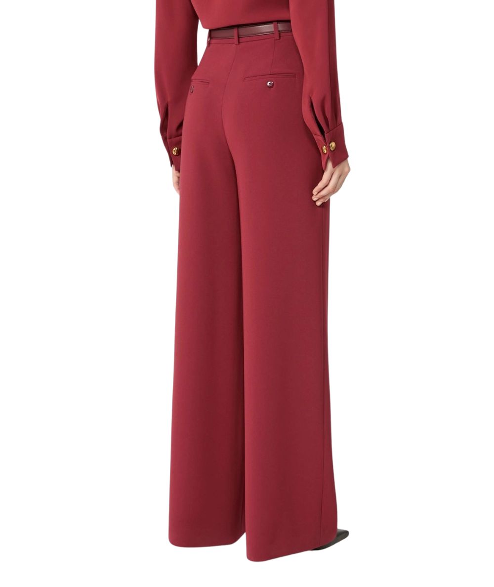 Max Mara Studio Pantalone in Cady con Cinture AMICO Rosso Rubino